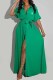 Green Fashion Casual Print Letter With Belt Turndown Collar Shirt Dress Dresses