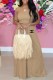 Camel Fashion Casual Print Patchwork Letter Strapless Sleeveless Two Pieces