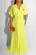 Yellow Fashion Casual Print Letter With Belt Turndown Collar Shirt Dress Dresses