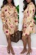 Yellow Fashion Casual Print With Belt Turndown Collar Shirt Dress Dresses