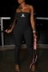 Black Fashion Sexy Letter Print Fold Strapless Jumpsuits