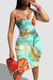 Red Fashion Sexy Print Basic U Neck Sleeveless Two Pieces