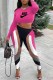 Pink Fashion Casual Print Patchwork Letter O Neck Long Sleeve Two Pieces