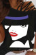 Black Purple Fashion Casual Print Basic Oblique Collar T-Shirts