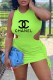 Fluorescent Green Fashion Street Print Hollowed Out Backless O Neck Irregular Dress Dresses