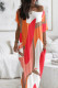 Colour Casual Print Patchwork O Neck Straight Dresses