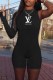 Black Fashion Sexy Print Letter O Neck Rompers