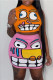 Pink Fashion Casual Print Basic Half A Turtleneck Sleeveless Two Pieces