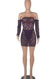 Purple Sexy Solid Patchwork Strapless Dresses