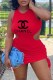 Red Fashion Street Print Hollowed Out Backless O Neck Irregular Dress Dresses