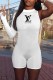 White Fashion Sexy Print Letter O Neck Rompers