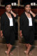 Black Fashion Casual adult Patchwork Solid Two Piece Suits HOLLOWED OUT pencil Three Quarter Two Pieces