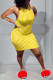 Yellow Fashion adult Street Red Black Orange Yellow Cyan Off The Shoulder Sleeveless O neck Step Skirt Mini Striped Print Patchwork bandage backless Dresses