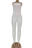 White Fashion Sexy Solid Sleeveless Wrapped Jumpsuits