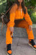 Tangerine Casual Gradual Change Print Patchwork Hooded Collar Long Sleeve Two Pieces