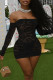Black Sexy Solid Patchwork Strapless Dresses