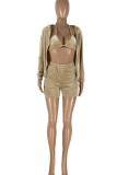 Pink Sexy Solid Patchwork Halter Sleeveless Three Pieces