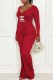 Red Fashion Sexy Print Letter V Neck Jumpsuits