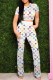 White Fashion Casual Print Patchwork O Neck Short Sleeve Two Pieces