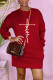 Red Casual Print Patchwork O Neck Straight Dresses