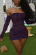 Purple Sexy Solid Patchwork Strapless Dresses