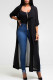 Black Casual Solid Patchwork Turndown Collar Outerwear