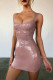 Pink Fashion Sexy Solid Patchwork Backless Spaghetti Strap Sleeveless Dress