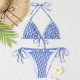 Blue Fashion Sexy Print Bandage Letter Swimwears