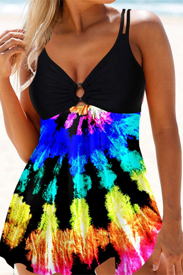 Colour Fashion Sexy Print Patchwork Backless Swimwears (With Paddings)
