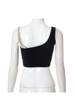 White Sexy Print Hot Drill Spaghetti Strap Tops