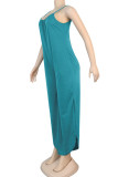 Green Fashion Sexy Solid Sleeveless Slip Jumpsuits