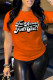 Orange Fashion Casual Letter Print Patchwork O Neck T-Shirts