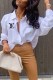 White Fashion Sexy Print Letter Turndown Collar Tops