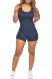 Navy Blue Fashion Sexy Solid Sleeveless O Neck Jumpsuits