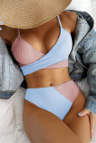Light Blue Fashion Sexy Solid Patchwork Backless Swimwears (With Paddings)