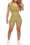 Light Green Fashion Sexy Solid Sleeveless O Neck Jumpsuits