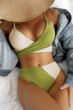 Green Fashion Sexy Solid Patchwork Backless Swimwears (With Paddings)