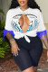 White Casual Print Tassel Hollowed Out Patchwork Slit O Neck T-Shirts