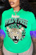 Light Green Casual Street Print Tassel Patchwork O Neck T-Shirts