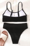 Black Fashion Sexy Solid Backless Swimwears (With Paddings)