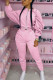 Pink Fashion Adult Elegant Solid Bandage O Neck Long Sleeve Regular Sleeve Regular Two Pieces
