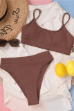 Brown Fashion Sexy Solid Backless Swimwears (With Paddings)