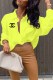 Yellow Fashion Sexy Print Letter Turndown Collar Tops