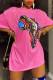 Pink Casual Print Patchwork O Neck T-Shirts