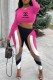 Pink Fashion Casual Print Patchwork Letter O Neck Long Sleeve Two Pieces