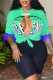 Light Green Casual Print Tassel Hollowed Out Patchwork Slit O Neck T-Shirts