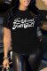 Black Fashion Casual Letter Print Patchwork O Neck T-Shirts