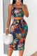 Black Sexy Casual Print Patchwork U Neck Sleeveless Two Pieces