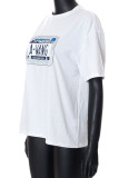 White Casual Print Patchwork O Neck T-Shirts