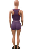 purple Fashion Active Solid Two Piece Suits Straight Sleeveless Two Pieces